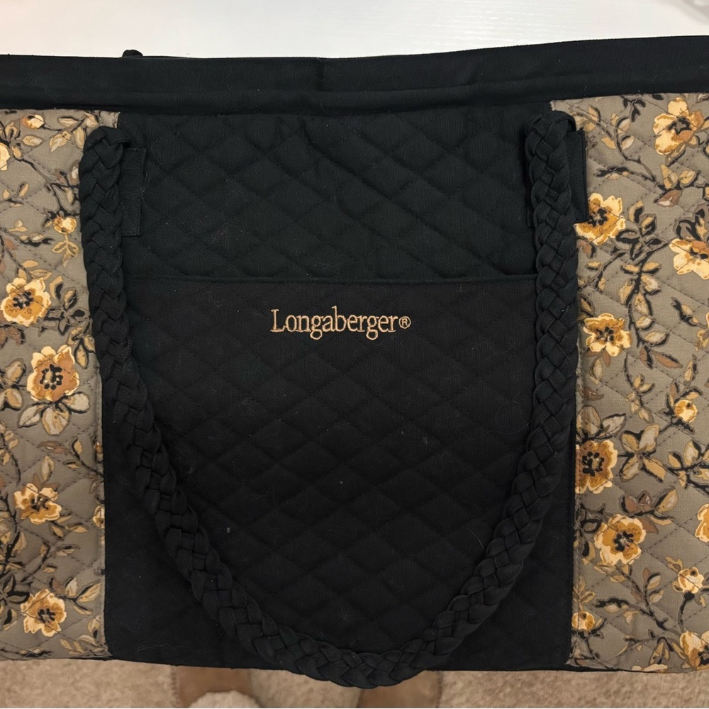 Longaberger Black and Gold Quilted Tote